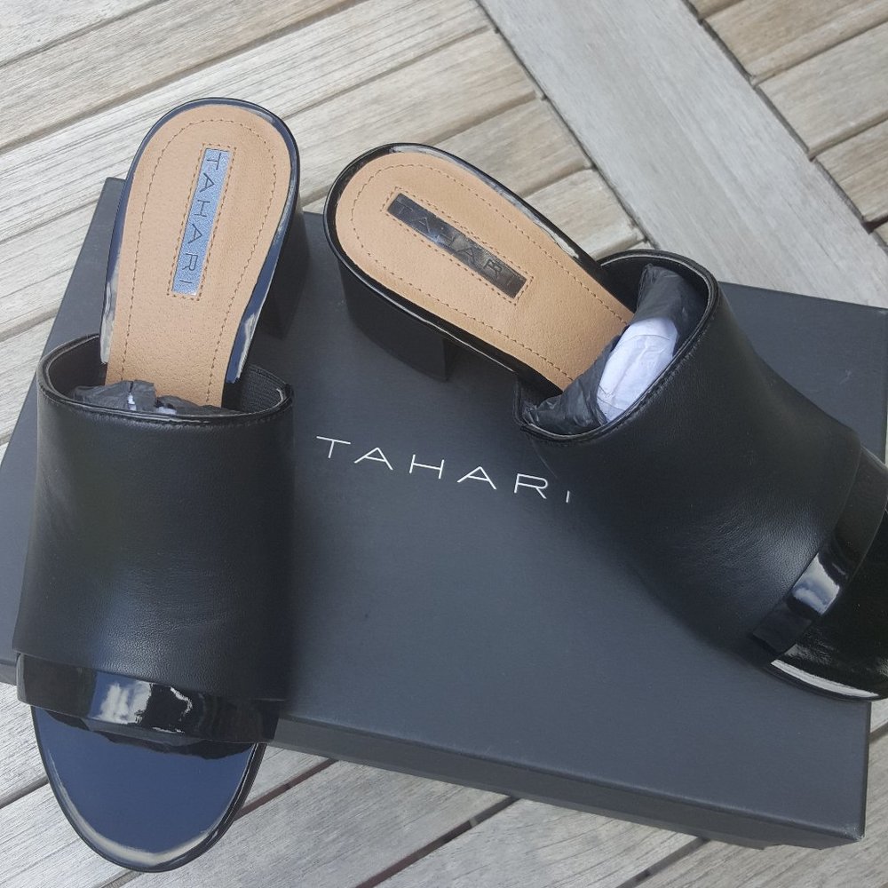 Tahari Black Slides size 7 NWT